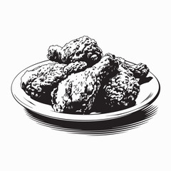 Delicious Crispy Fried Chicken Thighs Served Plate image vector on white background