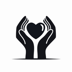 Obraz premium Embrace and Protect A Minimalist Heart Symbol in Cupped Hands | Symbol of Care, Love, and Support
