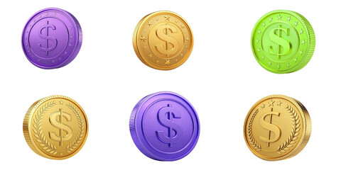 set of 3d coin icon ,png file