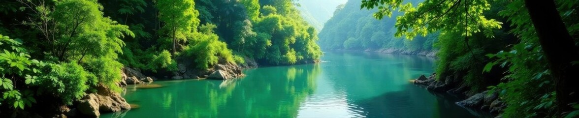 Khlong Lan's cascading water, lush green rainforest , tranquil, powerful, untamed