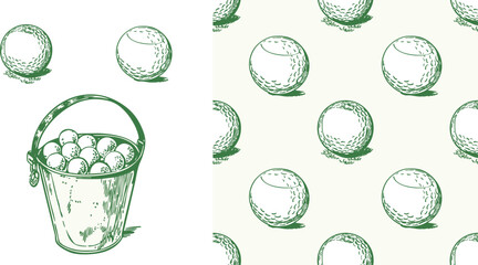 Golf Balls Seamless Pattern – Vintage Sports Illustration Vector Art