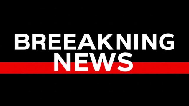 Bold &ldquo;Breaking News&rdquo; text in white on a black background with a red horizontal bar, styled for urgent news alerts and broadcast graphics.