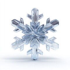 Intricate, crystalline snowflake design, isolated on white