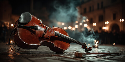Fototapeta premium A Cello's Night on the Town