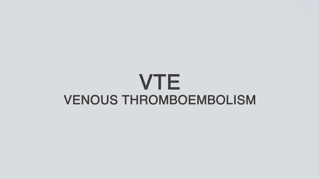 Venous thromboembolism VTE concept word hand holding stethoscope on white background for vascular monitoring, diagnosis, treatment, prevention, wellness, and blood clot awareness