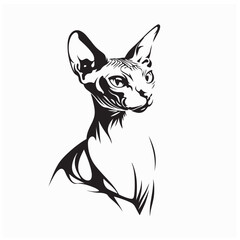 Sphynx Cat logo design silhouette perfect shape black and white image