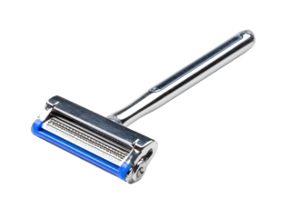 Metal razor with blue lubricating strip shaving tool grooming hygiene