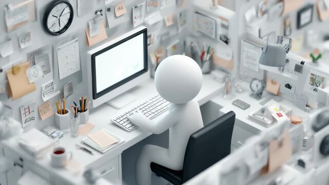 Pictogram Office Worker 3DCG Loop Animation/ピクトグラムオフィスワーカーの3DCGループアニメーション5