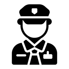 security glyph icon showing guard ensuring safety in museum premises