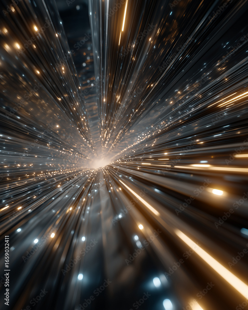 Poster abstract light tunnel: explore an intricate, dynamic light tunnel where light and form converge, pro