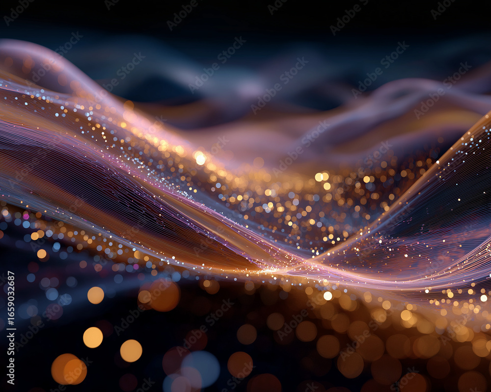 Aufkleber abstract particles: a mesmerizing artwork captures the dynamic movement of radiant particles dancing