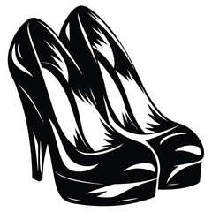 Elegant black high heel shoes in a sleek contemporary design art