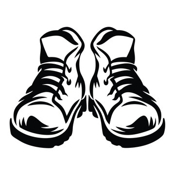 black and white boots front view clip art preview