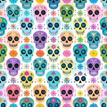 Colorful Sugar Skull Pattern Design mexico pattern