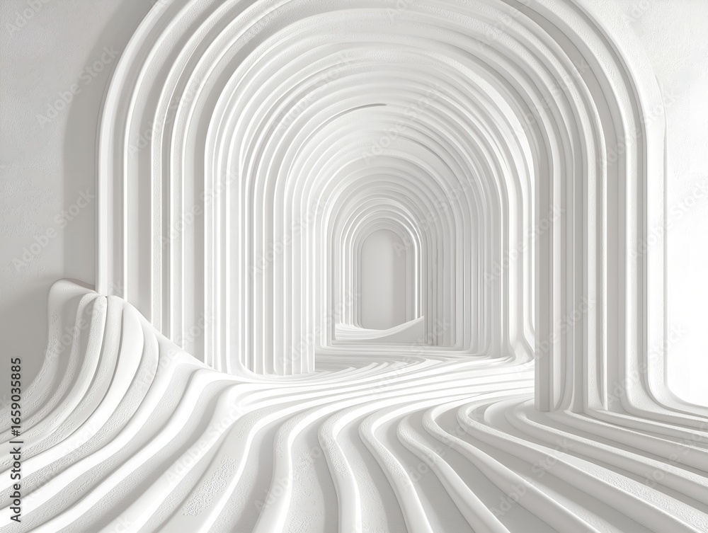 Poster an architectural composition with a minimalistic design, presenting clean lines and a neutral color 