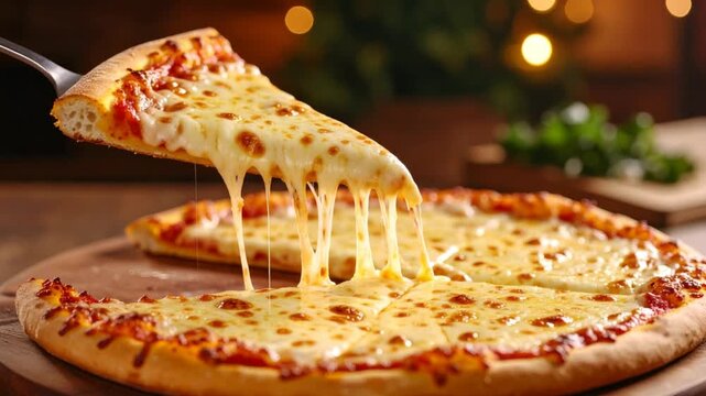 Melted cheese pizza slice