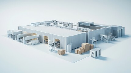 Modern Industrial Facility with Organized Storage and Machinery
