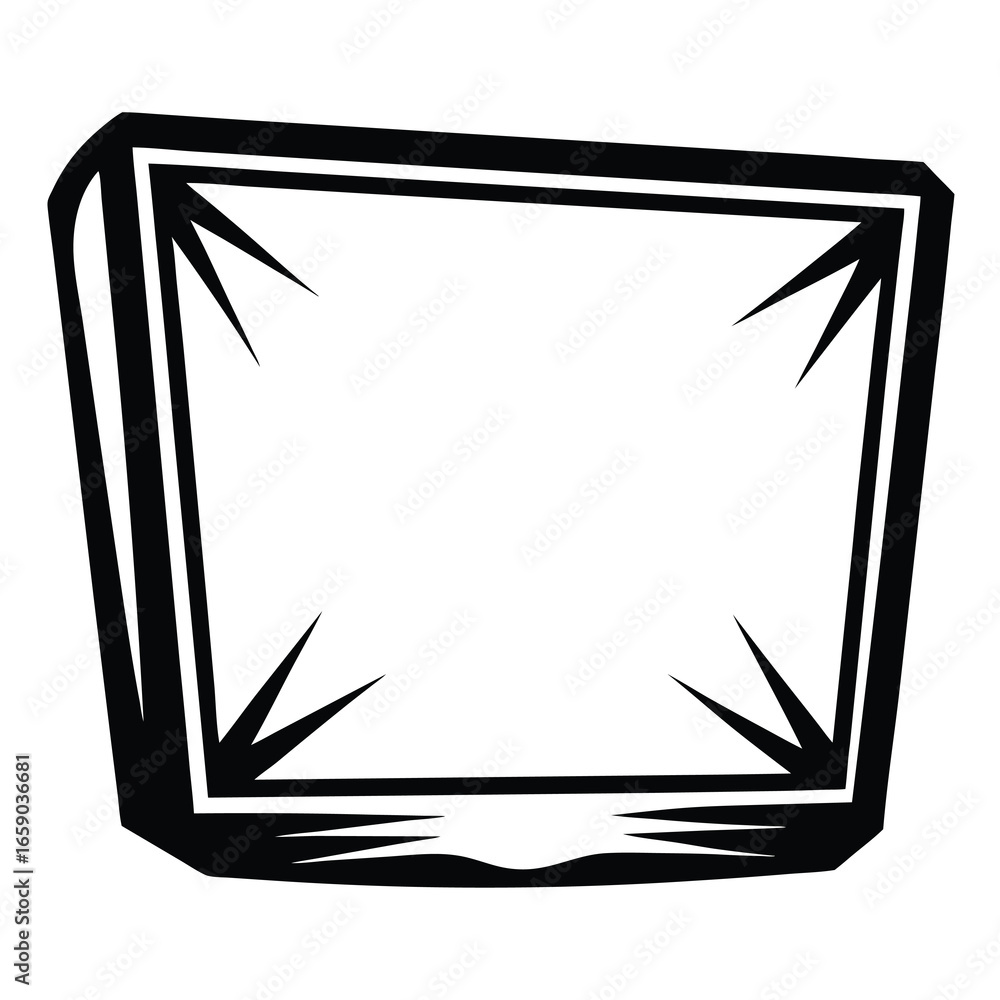 Poster abstract square frame with arrows pointing inwards, black and white image