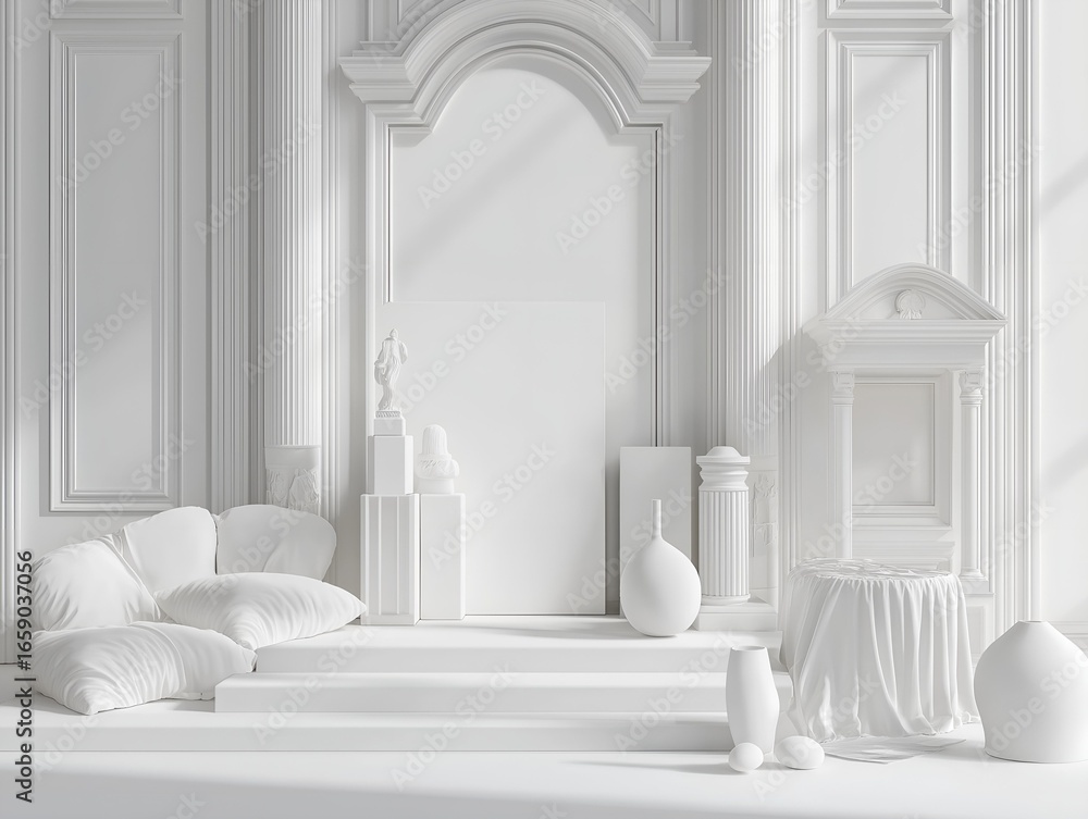 Poster a classic and refined scene featuring architectural elements, the setting showcases elegant details 