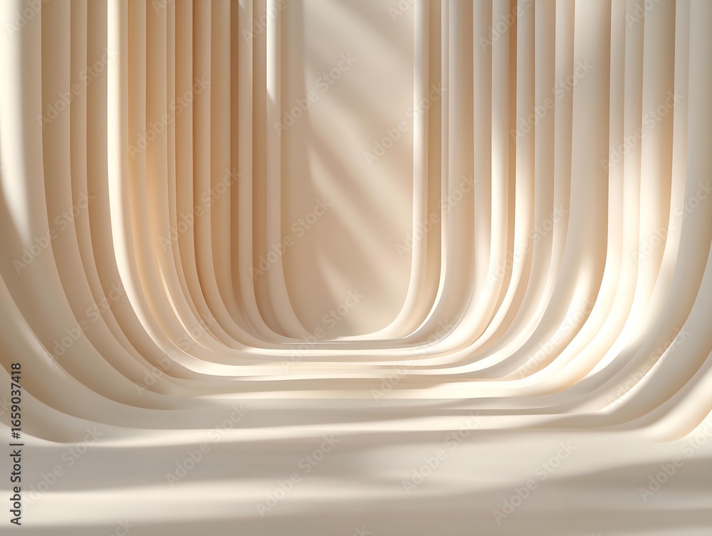 Poster an architectural composition featuring arches and a neutral color scheme, showing a sense of depth a