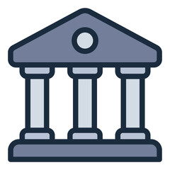 museum filled line icon representing cultural building with art and history