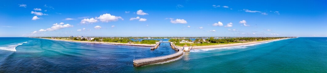 Fototapeta premium Aerial photo Boynton inlet and fishing pier panorama print