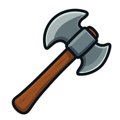Double-Headed Battle Axe Cartoon Icon