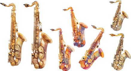 Naklejka premium saxophone watercolor clipart 