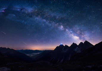 Fototapeta premium Milky Way Galaxy Over Majestic Mountains at Night