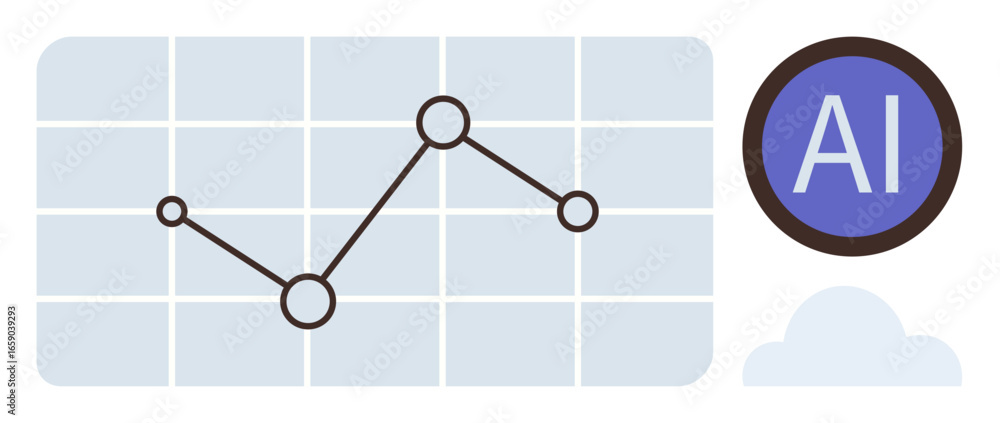 Poster chart tracking data points on a grid with an ai circular concept symbol. ideal for technology, ai in