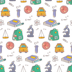 Back to School Themed Seamless Background - Stationery Doodle Pattern