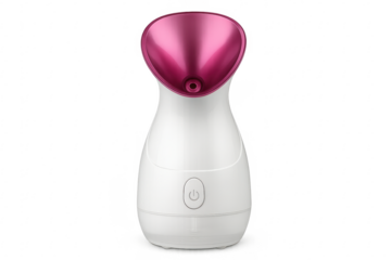 Modern facial steamer producing hot mist on transparent background