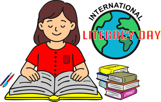 Illustration of Learning and Reading Concepts for International Literacy Day