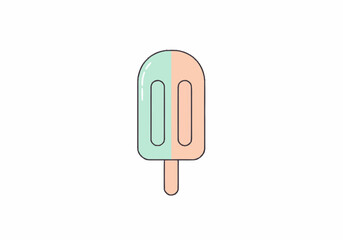 Illustrated Two-Tone Popsicle with Wooden Stick.