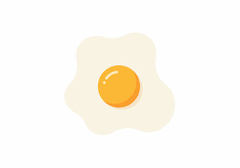 Fried Egg with Sunny-Side Up Yolk Simple Illustration.