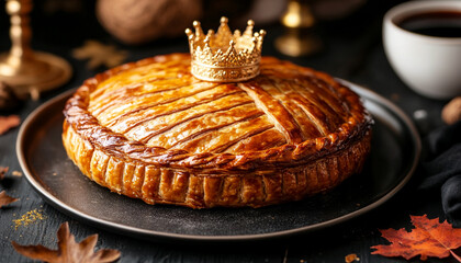Minimalist Galette des Rois with Golden Crown