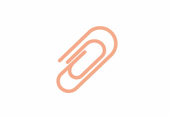Peach-Colored Paperclip Icon Office Supply Graphic.