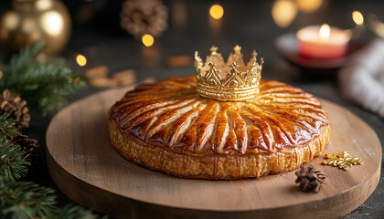 Minimalist Galette des Rois with Golden Crown