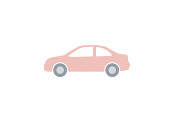 Fototapeta premium Simple Pink Sedan Car Icon Illustration.