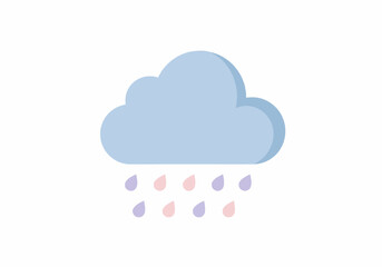 Pastel Cloud with Falling Raindrops Icon.