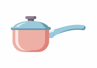 Pink Saucepan with Light Blue Handle and Lid.