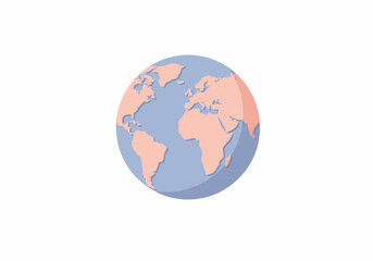 Simple Pastel-Colored Earth Globe Illustration.