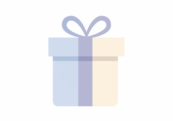 Pastel-colored gift box with purple ribbon and bow.