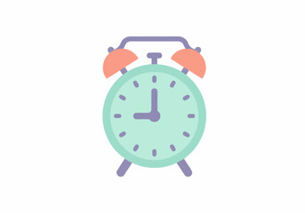 Pastel Green Alarm Clock with Coral Bells and Purple Accents.
