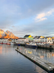 view of the old town of Henningsvaer village, Norway