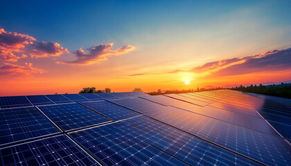 Solar panels at sunrise