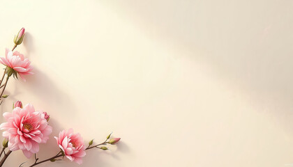 Elegant cream textured illustration with subtle pink floral corner accents, gentle shadow. Minimalist design suitable for sympathy cards, memorial announcements, funeral invitations conveying