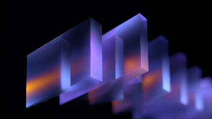 Abstract glass plates creating a colorful pattern on black background