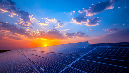 Solar panels at sunrise