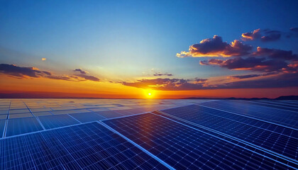 Solar panels at sunrise
